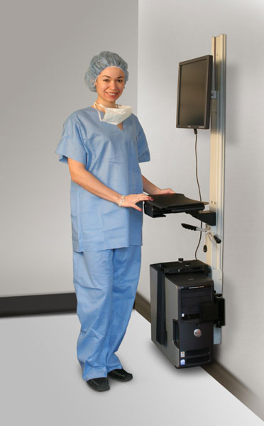 Wall Mount Workstation for seated or standing use - Pneumatic Adjustable Height