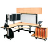 Radiologyst Corner Height Adjustable table w/ ergo monitor arm and x-ray illuminators